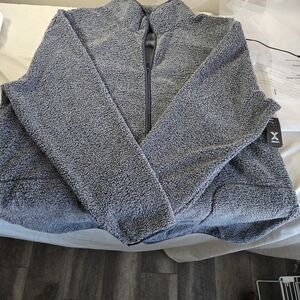 Xersion Men's Gray 3XLT ‎ Textured Faux Fur  Zip-Up Sweater